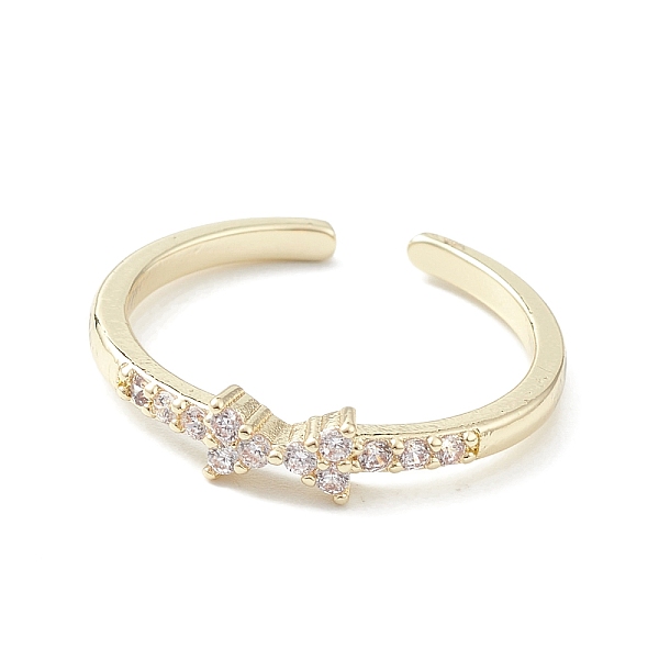 

PandaHall Clear Cubic Zirconia Bowknot Open Cuff Ring, Brass Jewelry for Women, Real 18K Gold Plated, US Size 7 1/4(17.5mm) Brass+Cubic...