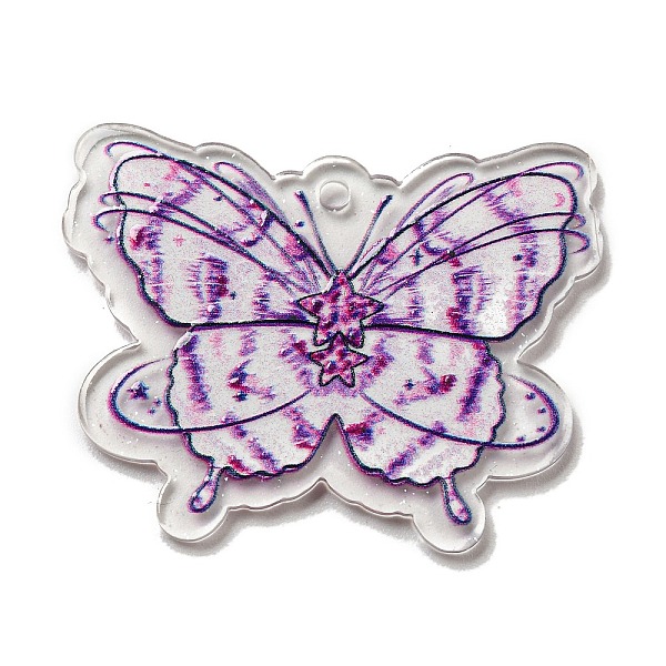 

PandaHall Acrylic Pendant, Butterfly, Purple, 33.5x42.5x2.5mm, Hole: 2mm Acrylic Butterfly Purple