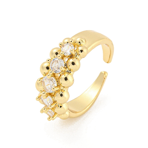 Round Brass Micro Pave Clear Cubic Zirconia Open Cuff Rings