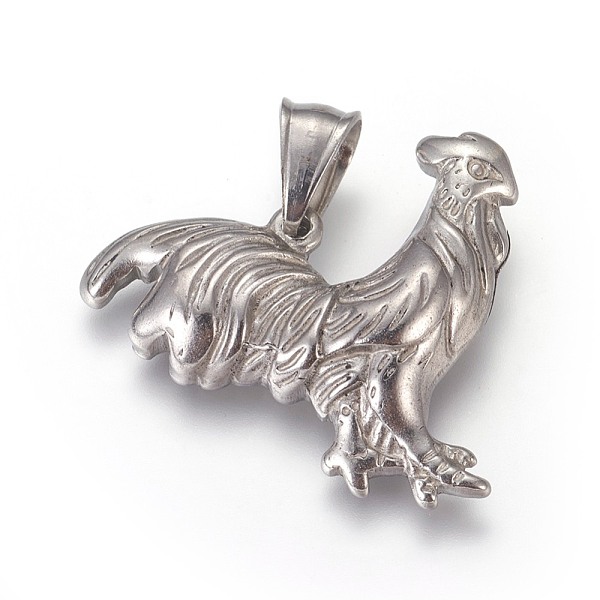 

PandaHall 304 Stainless Steel Pendants, Rooster, Stainless Steel Color, 28.5x31.5x5.5mm, Hole: 5x7.5mm 304 Stainless Steel Rooster