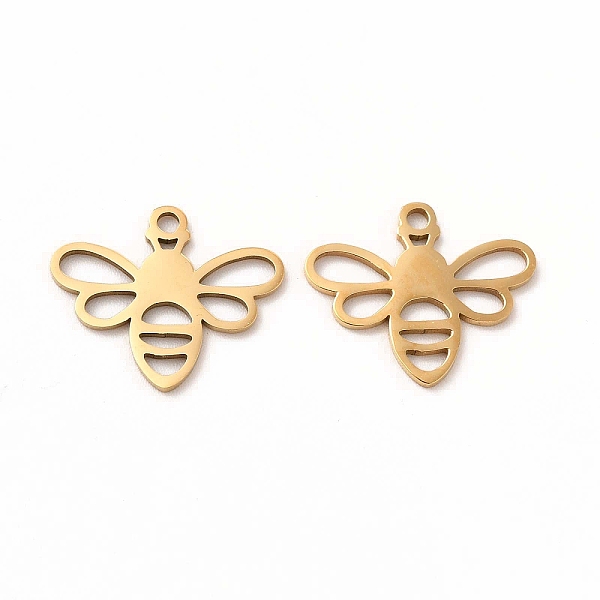 

PandaHall 201 Stainless Steel Charms, Hollow Out Bees, Golden, 16x13.5x1mm, Hole: 1mm 201 Stainless Steel Bees