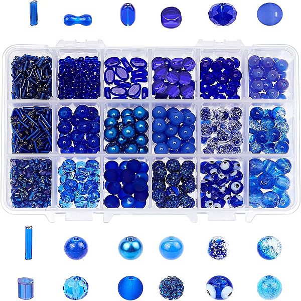 18 Style Blue Glass Beads