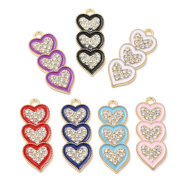 

PandaHall Alloy Enamel Pendants, with Crystal Rhinstone, Heart Charm, Lead Free & Cadmium Free, Light Gold, 30.5x12x2mm, Hole: 2.5mm Alloy..., Clear