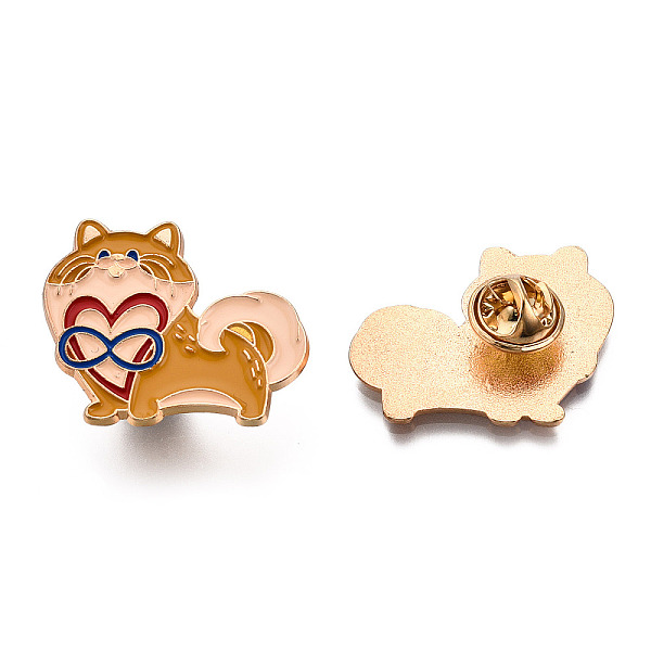 

PandaHall Dog with Infinity Heart Enamel Pin, Light Gold Plated Alloy Animal Badge for Backpack Clothes, Nickel Free & Lead Free, Peru..., Brown