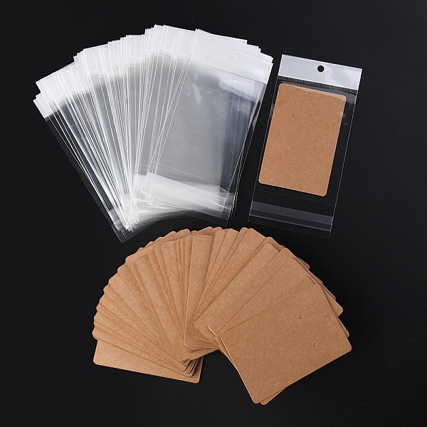 

PandaHall 100Pcs Rectangle Kraft Paper One Pair Earring Display Cards with Hanging Hole, Jewelry Display Card for Pendants and Earrings..., Orange