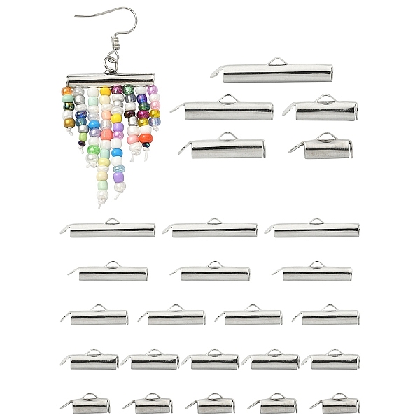 

PandaHall 100Pcs 5 Styles Iron Slide On End Clasp Tubes, Slider End Caps, Platinum, 5.5~6x10~25x4mm, Hole: 1mm, Inner Diameter: 3~3.2mm...