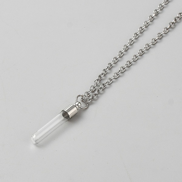Collier avec pendentif en forme de bouteille de parfum en verre transparent avec bouchon en alliage de zinc pour femmes et hommes