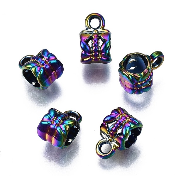

PandaHall Eco-Friendly Alloy Hanger Lings, Cadmium Free & Nickel Free & Lead Free, Column, Rainbow Color, 10x6.5x6.5mm, Hole: 1.6mm, Inner...
