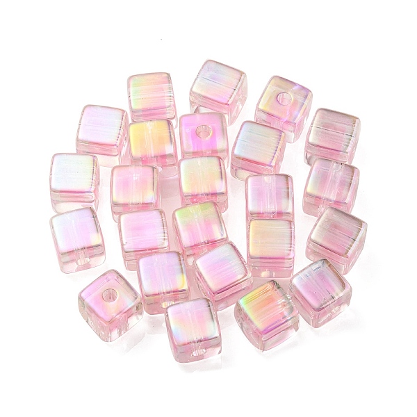 

PandaHall UV Plating Transparent Acrylic European Beads, Large Hole Beads, Cube, Pink, 13.5x13.5x13.5mm, Hole: 4mm Acrylic Cube Pink