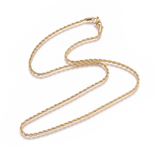 

PandaHall Unisex 304 Stainless Steel Rope Chain Necklaces, with Lobster Clasps, Golden, 19.7 inch(500mm) 304 Stainless Steel