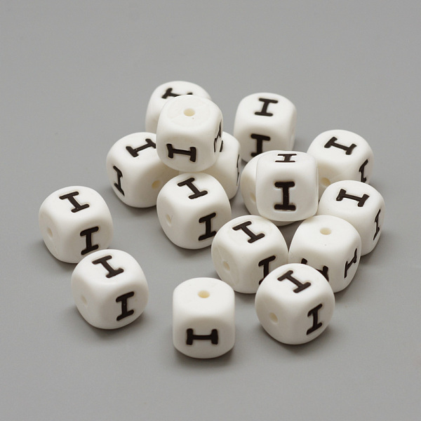 

PandaHall Food Grade Eco-Friendly Silicone Beads, Horizontal Hole, Chewing Beads For Teethers, DIY Nursing Necklaces Making, Letter Style..., White
