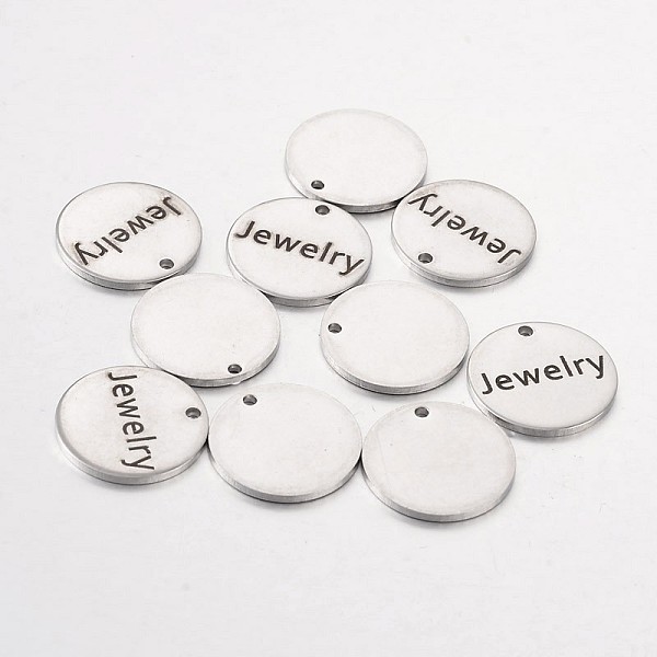 

PandaHall Stainless Steel Pendants, Flat Round with Word Jewelry, Stainless Steel Color, 15x1mm, Hole: 1.3mm Stainless Steel Flat Round