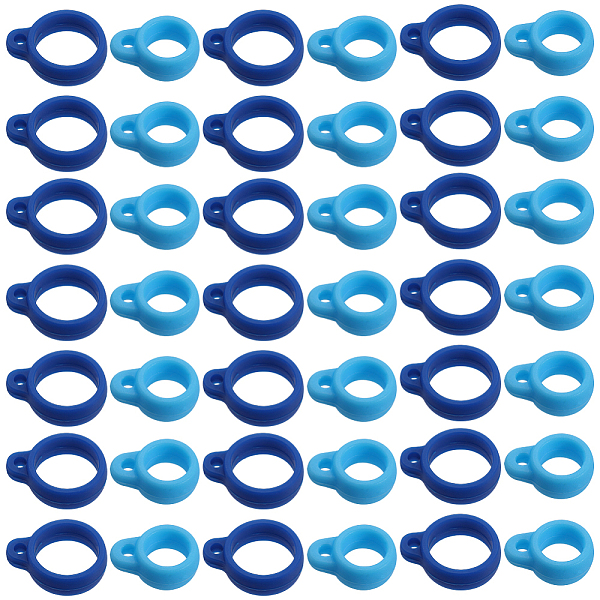 

PandaHall GORGECRAFT 1 Box 60PCS 2 Sizes Anti-Lost Silicone Rubber Rings Blue Band Holder Silicone Pendant Multipurpose Adjustable Cases...