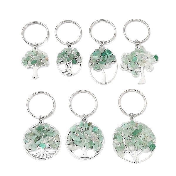 

PandaHall Natural Green Aventurine Chip & Alloy Tree of Life Pendant Keychain, with Iron Split Key Rings, 5.9~6.8cm Green Aventurine Tree of...