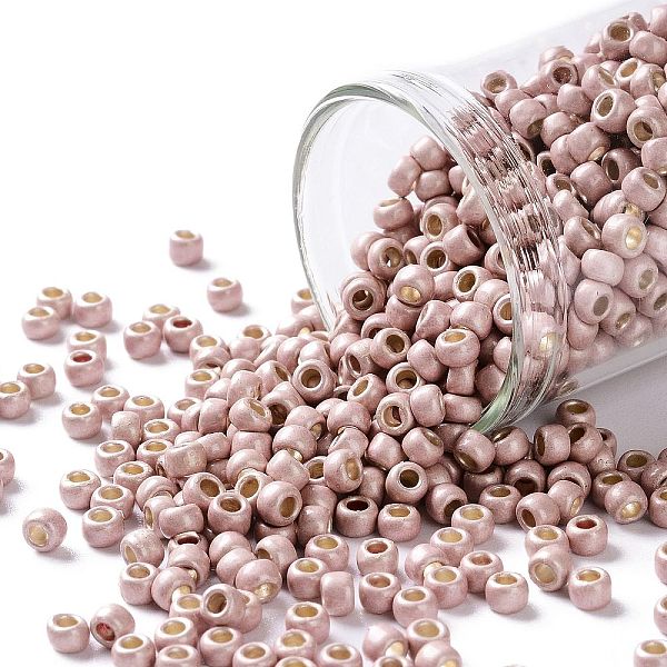 

PandaHall TOHO Round Seed Beads, Japanese Seed Beads, (PF552F) PermaFinish Subtle Pink Metallic Matte, 8/0, 3mm, Hole: 1mm, about 222pcs/10g...