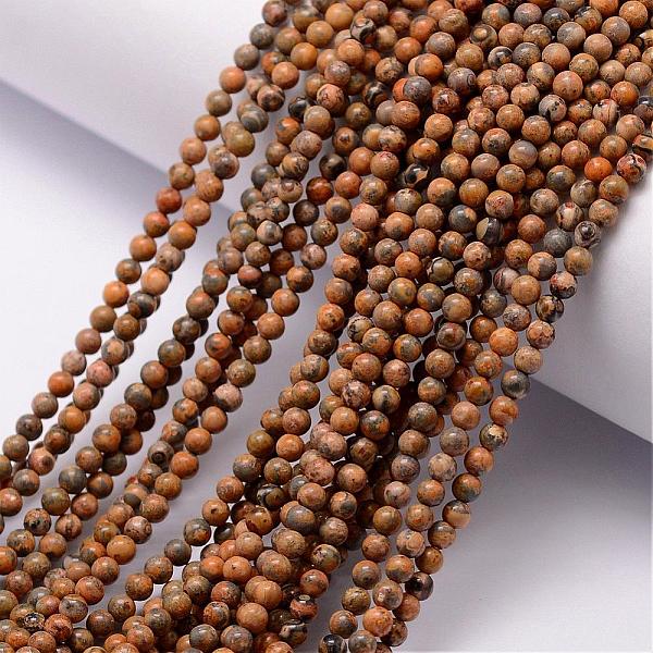 

PandaHall Natural Leopard Skin Jasper Gemstone Bead Strands, Round, 3~3.5mm, Hole: 0.7mm, about 115~125pcs/strand, 16 inch Leopard Skin...