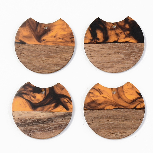 

PandaHall Resin & Walnut Wood Pendants, Gap Flat Round, Orange, 34x36.5x3mm, Hole: 2mm Resin+Wood Flat Round Orange