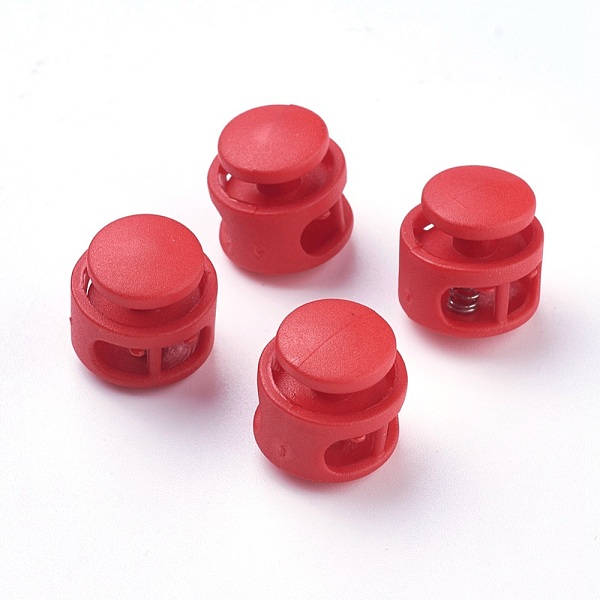 

PandaHall Plastic Spring Cord Locks, with Iron Findings, Platinum, Red, 17x17x16mm, Hole: 4x6.5mm Plastic Red