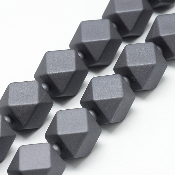 

PandaHall Rubberized Style Acrylic Beads Strands, Polygon, Dark Gray, 19.5x18x18mm, Hole: 3mm Acrylic Polygon Gray