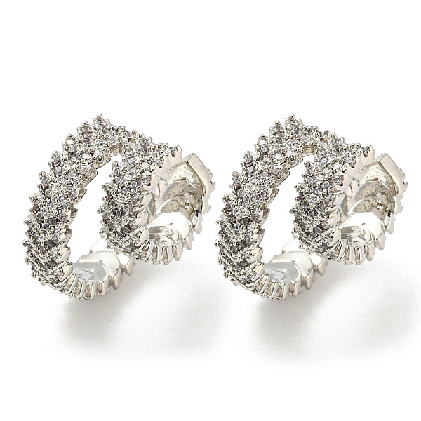 

PandaHall Brass Micro Pave Cubic Zirconia Cuff Earrings, Platinum, 17x10.5x18.5mm Brass