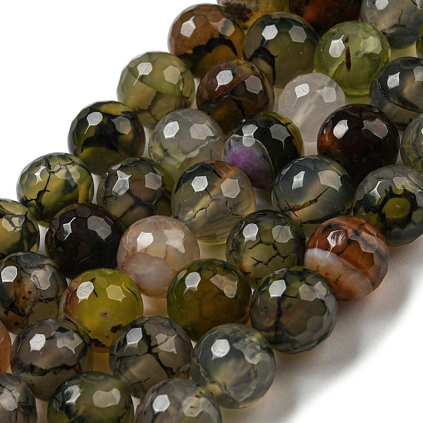 

PandaHall Faceted Natural Dragon Veins Agate Beads Strands, Round, Dyed & Heated, Dark Olive Green, 12mm, Hole: 1.6mm, about 31pcs/strand...