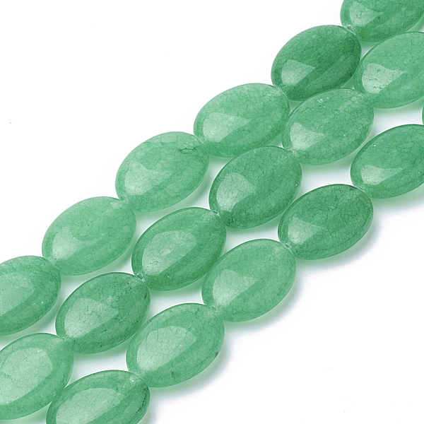 

PandaHall Natural White Jade Beads Strands, Oval, Dyed, Medium Aquamarine, 18~18.5x13x6mm, Hole: 1mm, about 22pcs/strand, 15.7 inch White...