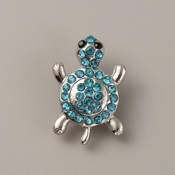 

PandaHall Alloy Rhinestone Snap Buttons, Jewelry Buttons, Tortoise, Aquamarine, 29x19.5x10.5mm, Knob: 5mm Alloy+Rhinestone Tortoise Cyan