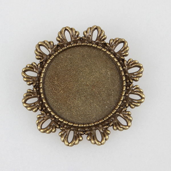 

PandaHall Vintage Alloy Brooch Cabochon Bezel Settings, with Iron Pin Brooch Back Bar Findings, Flower, Cadmium Free & Nickel Free & Lead...