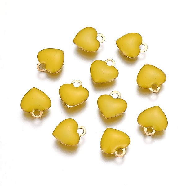 

PandaHall Brass Charms, with Enamel, Enamelled Sequins, Long-Lasting Plated, Nickel Free, Real 18K Gold Plated, Heart, Gold, 10x9x2mm, Hole...