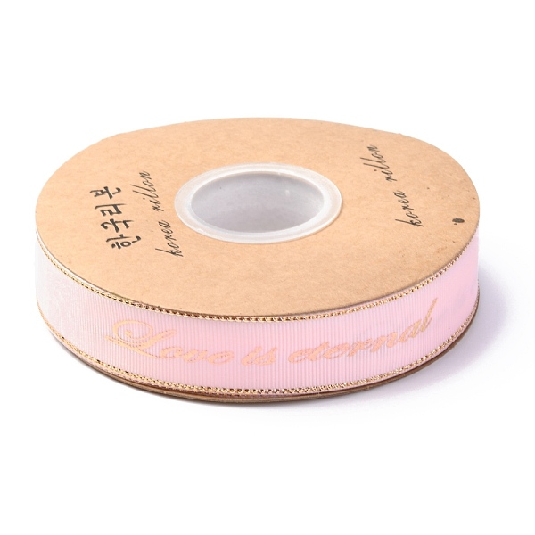 

PandaHall Polyester Grosgrain Ribbon, Edge Golden Hot Stamping, Word Pattern, for Crafts Gift Wrapping, DIY Bows Bouquet Decoration, Pearl...
