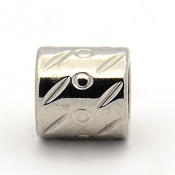 

PandaHall Stainless Steel Beads, Large Hole Column Beads, Stainless Steel Color, 10x10mm, Hole: 6mm Stainless Steel Column