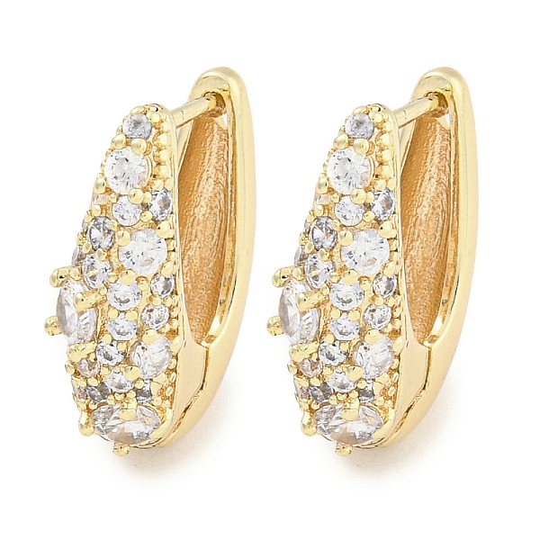 Brass Micro Pave Clear Cubic Zirconia Hoop Earrings for Women