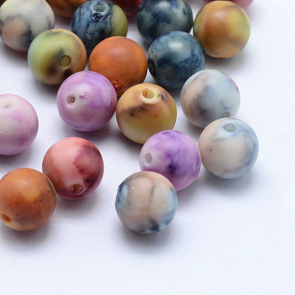 

PandaHall Baking Paint Acrylic Beads, Round, Matte, Mixed Color, 10x9.5mm, Hole: 1.5mm Acrylic Round Multicolor
