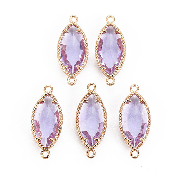 

PandaHall Glass Links Connectors, with Light Gold Tone Brass Findings, Faceted Horse Eye, Plum, 21x9x4mm, Hole: 1.2mm Brass+Glass Horse Eye..., Purple