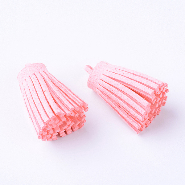 

PandaHall Faux Suede Cord Tassel Pendant Decorations, Pink, 34x14~15mm, Hole: 3mm Faux Suede Pink