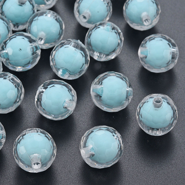 

PandaHall Transparent Acrylic Beads, Bead in Bead, Faceted, Round, Light Blue, 16mm, Hole: 3mm, about 205pcs/500g Acrylic Round