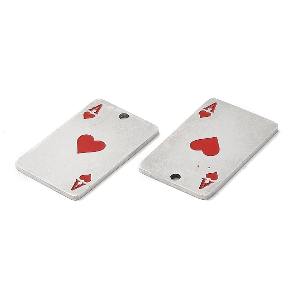 

PandaHall 201 Stainless Steel Pendants, with Enamel, Ace of Hearts Charm, Stainless Steel Color, Red, 29.5x20x1.5mm, Hole: 2mm Stainless...
