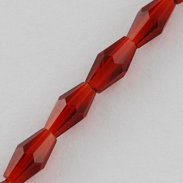 

PandaHall Glass Beads Strands, Faceted, Bicone, Dark Red, 8x4x4mm, Hole: 1mm Glass Bicone Red