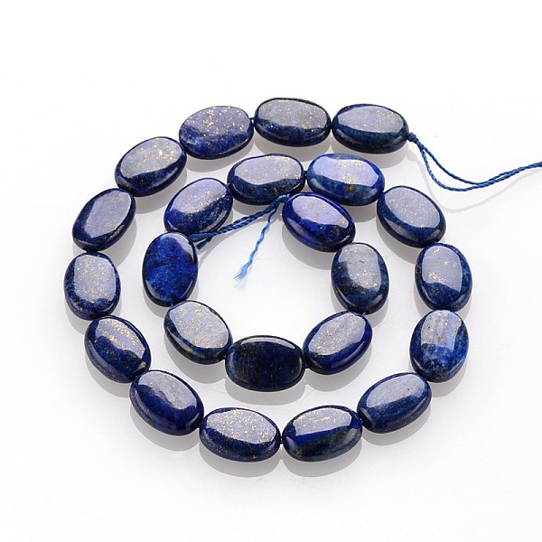 

PandaHall Natural Lapis Lazuli Beads Strands, Flat Oval, Dyed, 18x13x6mm, Hole: 1mm, about 23pcs/strand, 16.1 inch Lapis Lazuli Oval Blue