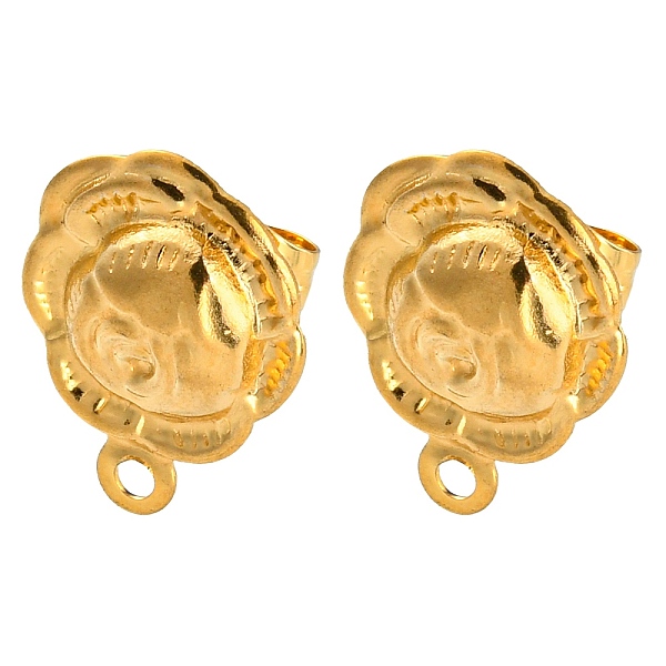

PandaHall 304 Stainless Steel Stud Earring Findings, with Horizontal Loops, Golden, Flower, 14x10.5mm, Hole: 1.2mm, Pin: 0.7mm 304 Stainless...