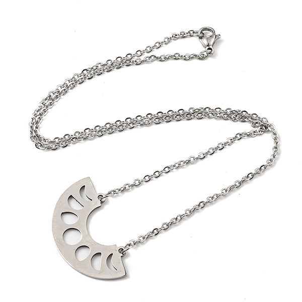

PandaHall 201 Stainless Steel Moon Phase Pendant Necklace with Cable Chains, Stainless Steel Color, 16.61 inch(42.2cm) 201 Stainless Steel