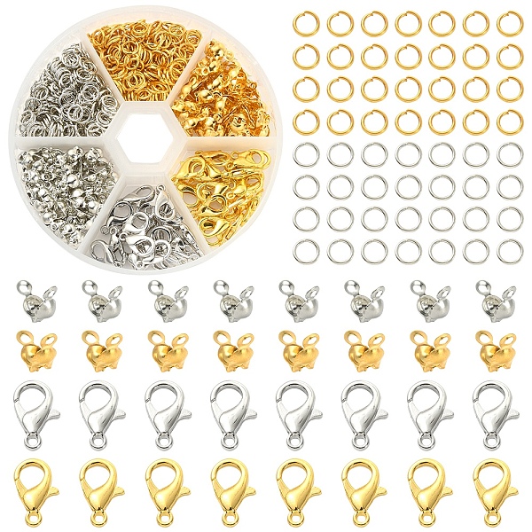 

PandaHall DIY Jewelry Making Finding Kit, Including Iron Open Jump Rings & Bead Tips, Zinc Alloy Lobster Claw Clasps, Mixed Color...