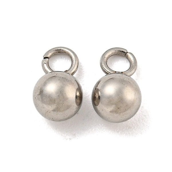 

PandaHall 201 Stainless Steel Charms, Round Charm, Stainless Steel Color, 7x4x4mm, Hole: 1.8mm 201 Stainless Steel Round