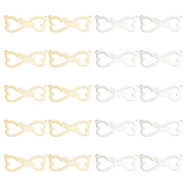 

PandaHall DICOSMETIC 20Pcs 2 Colors 304 Stainless Steel Links Connectors Charms, Heart with Word Mom, Golden & Stainless Steel Color...