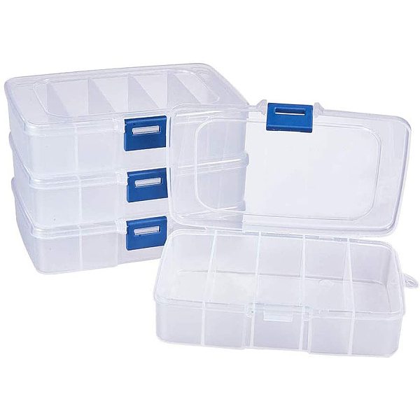 1 Set Plastic Bead Containers Clear Plastic Boxes Rectangle Bead Containers For Jewelry Storage 14x9x3.5cm