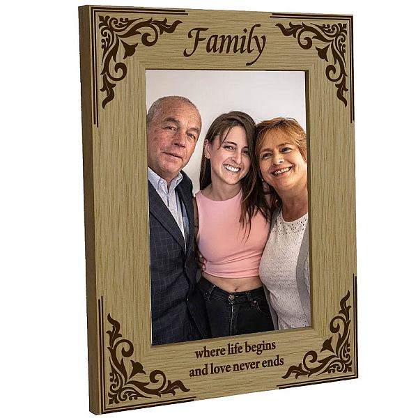 

PandaHall CREATCABIN Family Picture Frame Wood Photo Frames Engraved Display Wooden 4 x 6 Vertical Tabletop Postcard Frame for Hanging Wall...