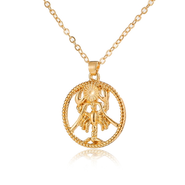 

PandaHall Alloy Flat Round with Constellation Pendant Necklaces, Cable Chain Necklace for Women, Cancer, Pendant: 2.2cm Alloy Cancer