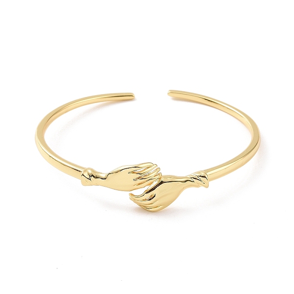 

PandaHall Brass Double Hand Hug Cuff Bangle for Women, Real 18K Gold Plated, Inner Diameter: 2-1/4 inch(5.75cm) Brass