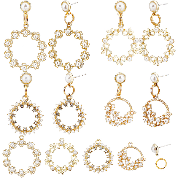 

PandaHall SUNNYCLUE DIY Plastic Pearl Drop Earring Making Finding Kit, Including Alloy Stud Earring Findings & Rhinestone Pendants, Brass..., White