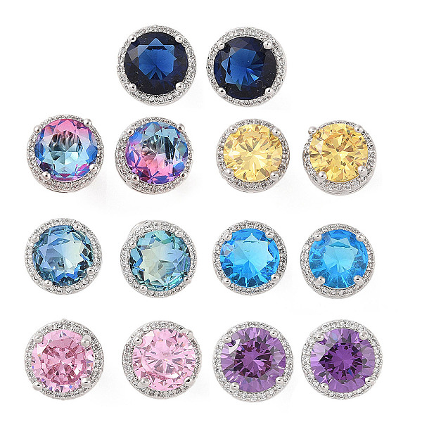 

PandaHall Rack Plating Brass Micro Pave Cubic Zirconia Earrings, Long-lasting Plated, Carat Round Shape, Mixed Color, 10mm Cubic Zirconia..., Multicolor